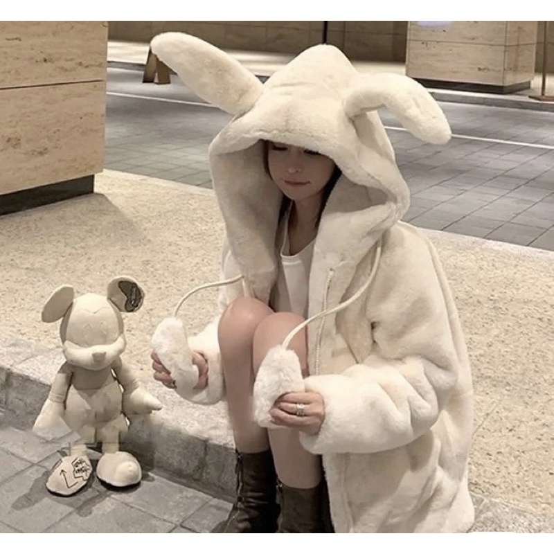 【耳朵會動🐰保暖外套】兔耳朵外套 兔子外套 兔子帽t 女生外套 兔耳外套 兔耳帽t 保暖睡衣 動物服裝 【GC01】