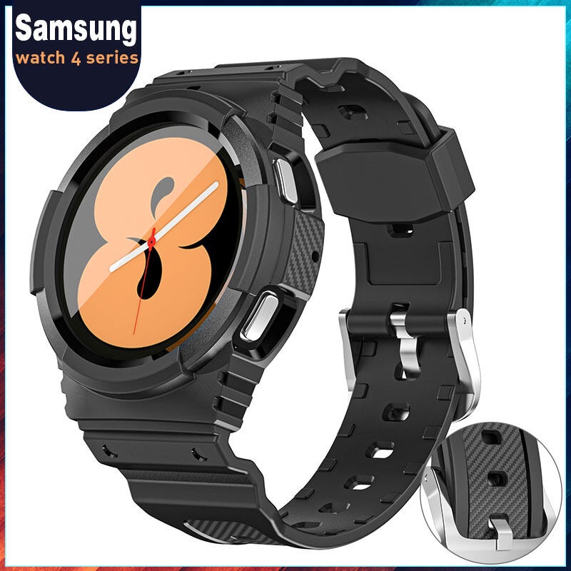 SAMSUNG錶帶錶殼一體 適用於三星 Galaxy Watch 4 經典 46 毫米/42 毫米錶帶的碳纖維錶帶