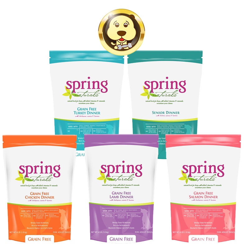 《spring naturals》曙光 狗飼料全品項 300g 無穀鮭魚 羊肉 火雞肉 雞肉 老犬【培菓寵物】