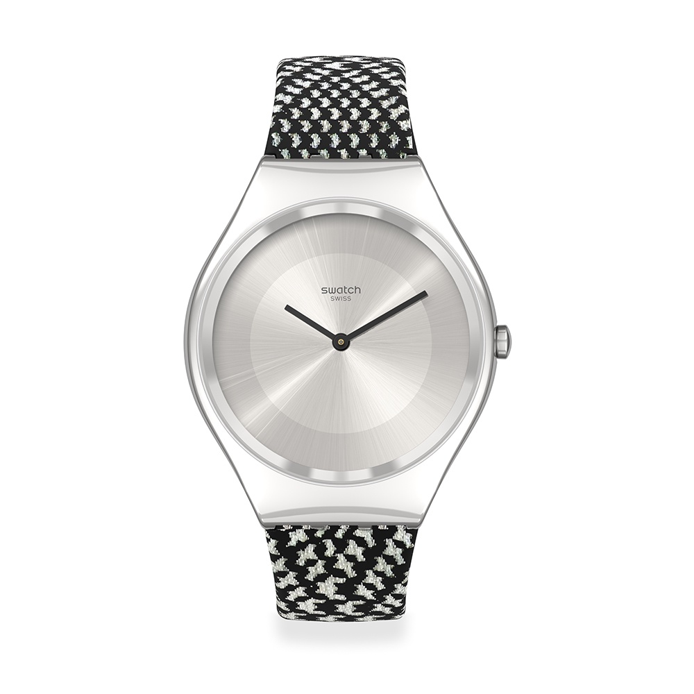【SWATCH】Skin Irony 超薄金屬 手錶 BLACK WHITE 黑白(38mm) 瑞士錶 SYXS142