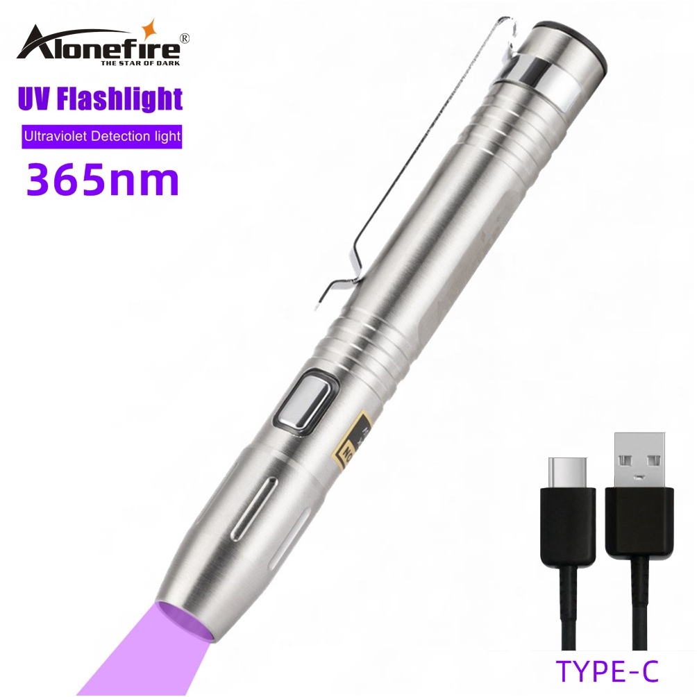 AloneFire SV55 365nm UV LED 手電筒 熒光劑驗鈔黃麴黴素紫光燈迷你手電筒