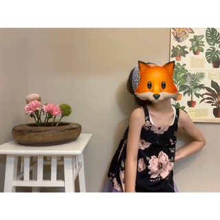 轉賣二手童裝 深藍底粉白水彩蘊染大花朵粗肩帶無袖ㄇ字上衣 女童 夏季 女寶 韓風