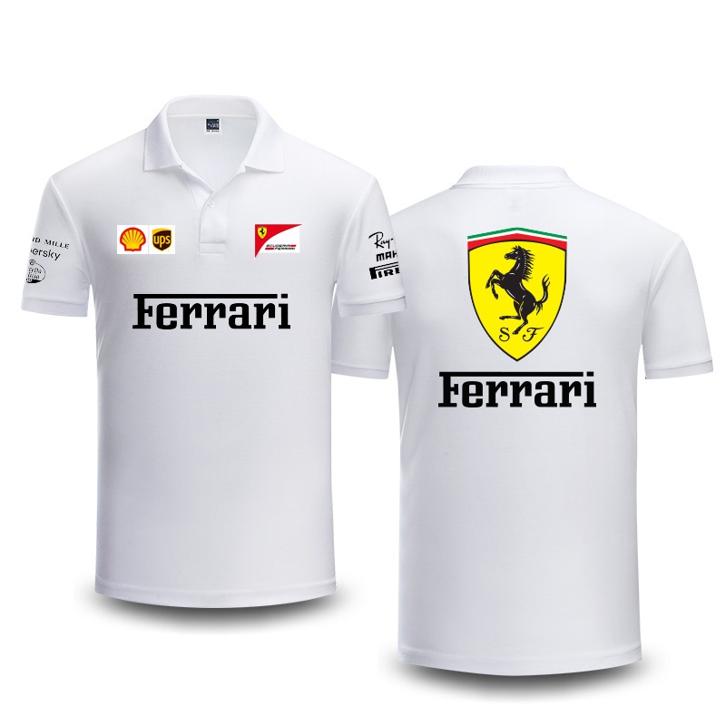 FERRARI 2024 新款 F1 賽車服 + 法拉利車隊 F1 POLO 襯衫 - 中性夏季短袖 T 恤