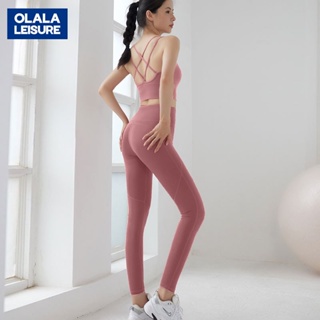 OLALA新款雙面磨毛瑜伽服健身美背高腰提臀瑜伽套裝女