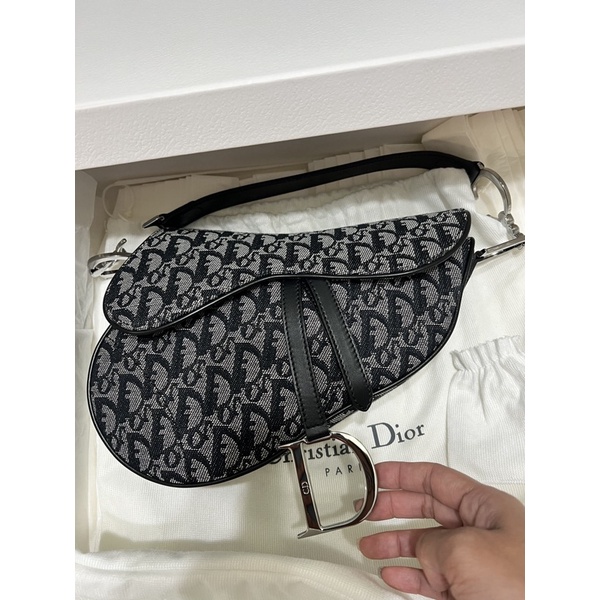 Dior 全新正品中款馬鞍包 銀扣