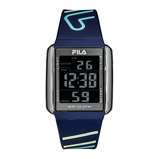 【FILA 斐樂】簡約方形電子錶-紳士藍/38-325-004/台灣總代理公司貨享兩年保固
