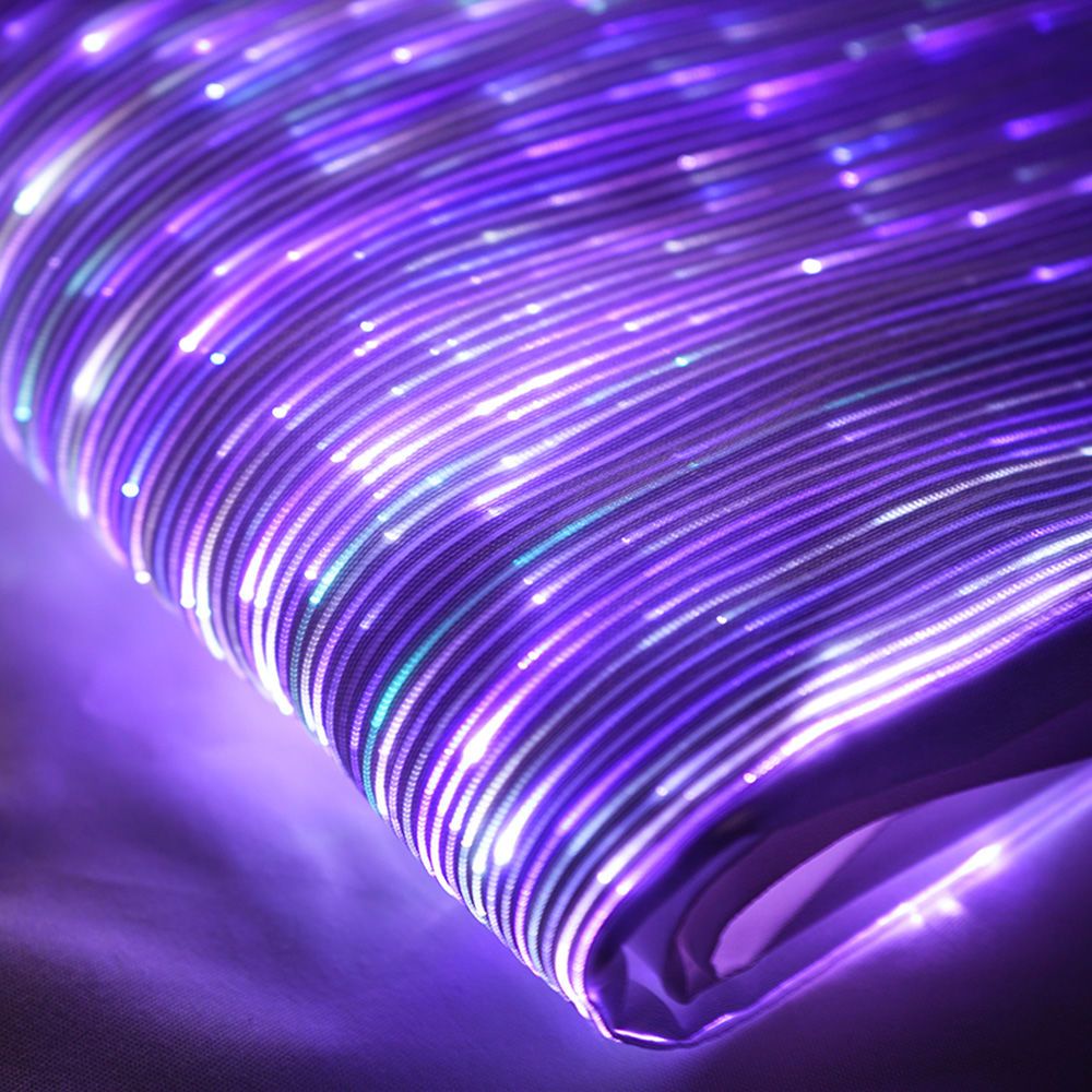 發光面料光纖布料發光抖音同款LED發光裙子智能七彩發光纖維布料