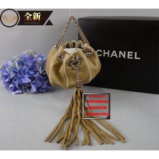 優買二手精品名牌店 CHANEL A22054 老香 小羊皮 銀鍊 束口 流蘇 骰子 手提 南瓜包 水桶包 晚宴包 全新