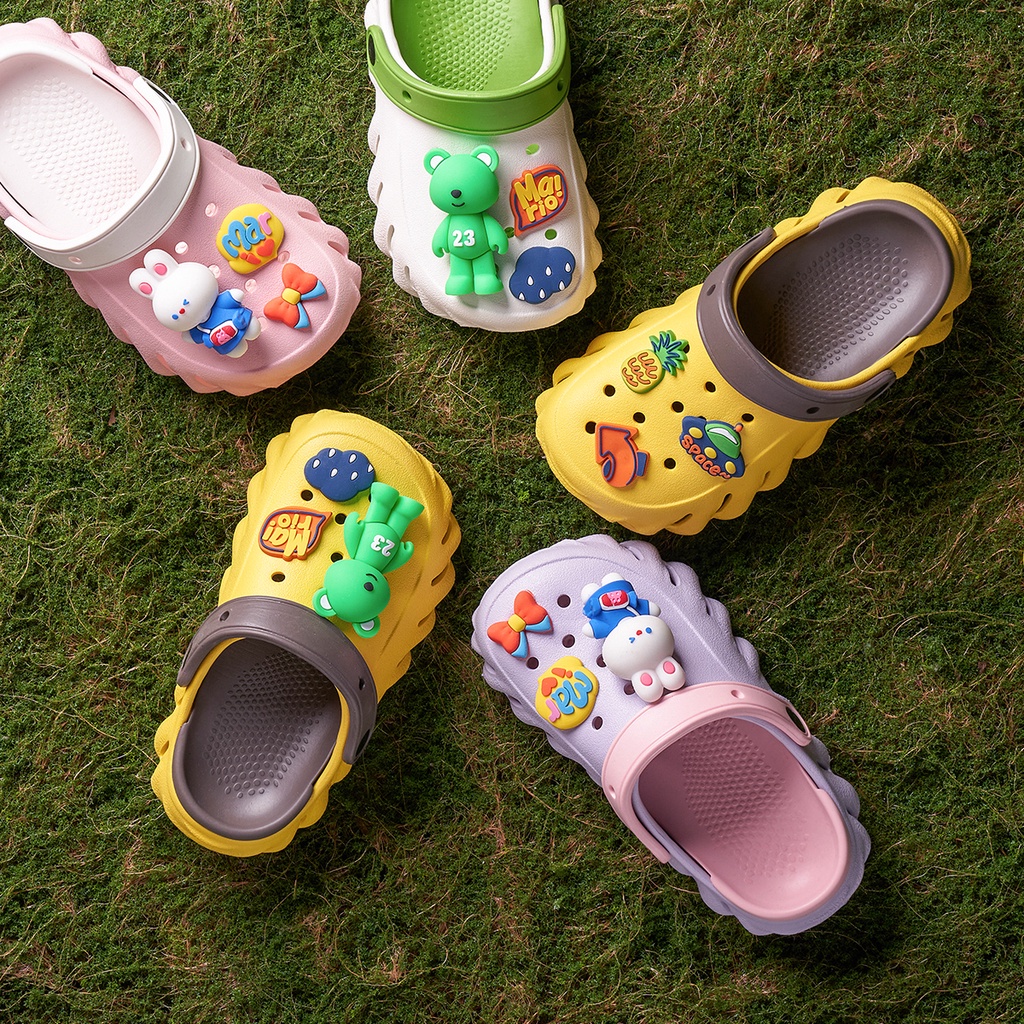 Cheerful Mario兒童拖鞋男童夏季crocs寶寶小童涼鞋室內防滑沙灘鞋