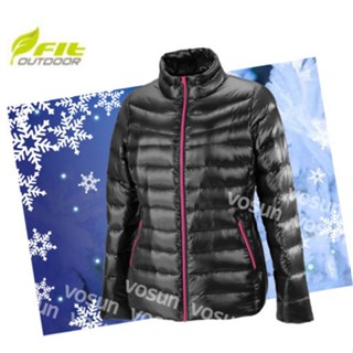 【FIT】女 超輕量羽絨外套/保暖.吸溼.排汗.質輕.防風.羽絨.撞色.立領拉鍊款 經典黑 DW2305