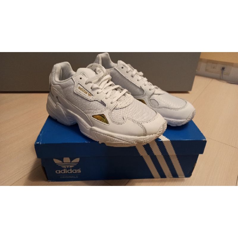 adidas falcon 全白金邊老爹鞋 us7 全新