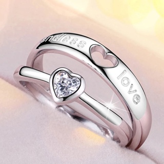 情人節愛心配對情侶戒指/永遠永恆的愛情訂婚結婚情侶戒指