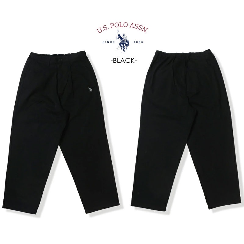 U.S. POLO ASSN. 042370-01 刺繡小標 休閒長褲 (黑色) 化學原宿