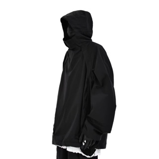 【M-2XL】男士潮流美式高領機能風雙拉鍊衝鋒衣連帽夾克戶外防水外套防風外套
