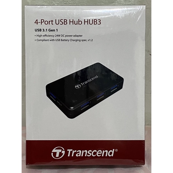 【Transcend 創見】極速USB 3.1 HUB多功能4埠集線器(含1埠支援快速充電) (TS-HUB3K)