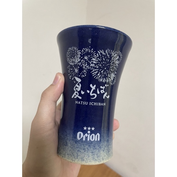 日本 非常稀有 老物收藏 Orion 奧利恩 啤酒杯 陶瓷 陶杯 花火 煙火 絕版品 Sapporo