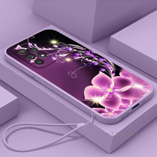 SAMSUNG 適用於三星a23三星a53 5G三星A70三星A71紫玫瑰新款2023手機殼直邊液態矽膠保護套送掛繩