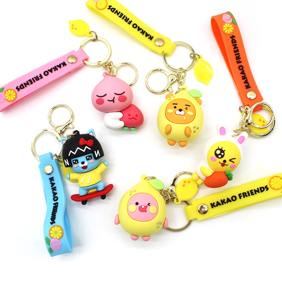 新款韓版卡考KAKAO FRIENDS鑰匙鏈 個性化卡通屁桃檸檬 小熊鑰匙扣 公仔鑰匙鏈 汽車鑰匙掛飾 情侶包包吊飾