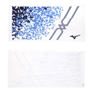 MIZUNO 日製運動浴巾( 純棉 海邊 游泳 戲水 慢跑 美津濃「32JY210001」 白丈青藍