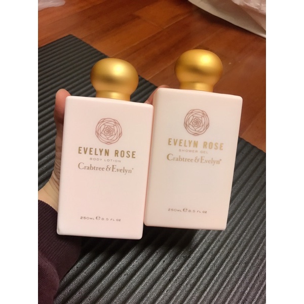 全新 瑰柏翠 Crabtree&amp;Evelyn 炫金愛芙蓉系列 玫瑰身體潤膚香水乳液 玫瑰沐浴膠 250ml