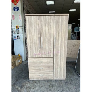 香榭二手傢俱*全新精品 康乃馨橡木色4x7尺三門衣櫃附鏡子-衣櫥-女櫃-吊衣櫃-收納櫃-掛衣櫃-儲藏櫃-置物櫃-三抽衣櫃
