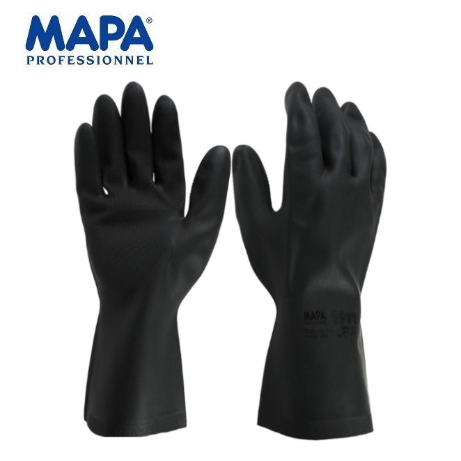 MAPA 415防酸鹼溶劑手套 長32cm 壓紋防滑處理 化學藥品作業