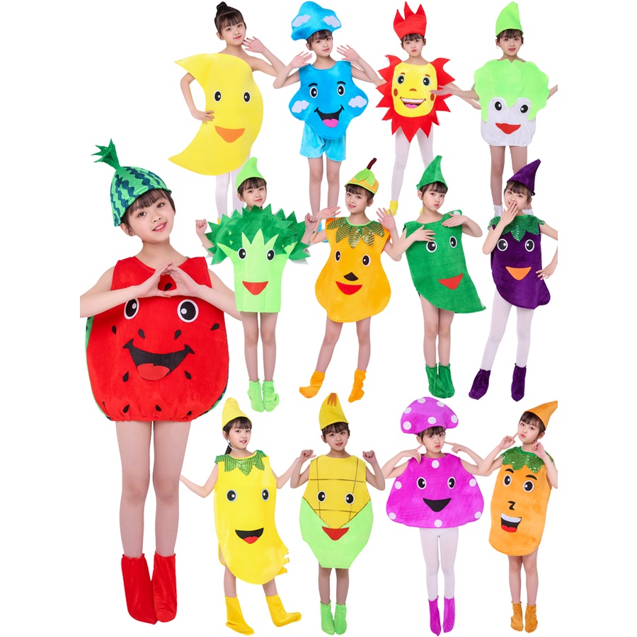 福福小店~兒童水果服裝幼兒園蔬菜表演衣服蘑菇土豆白菜太陽親子裝演出服飾