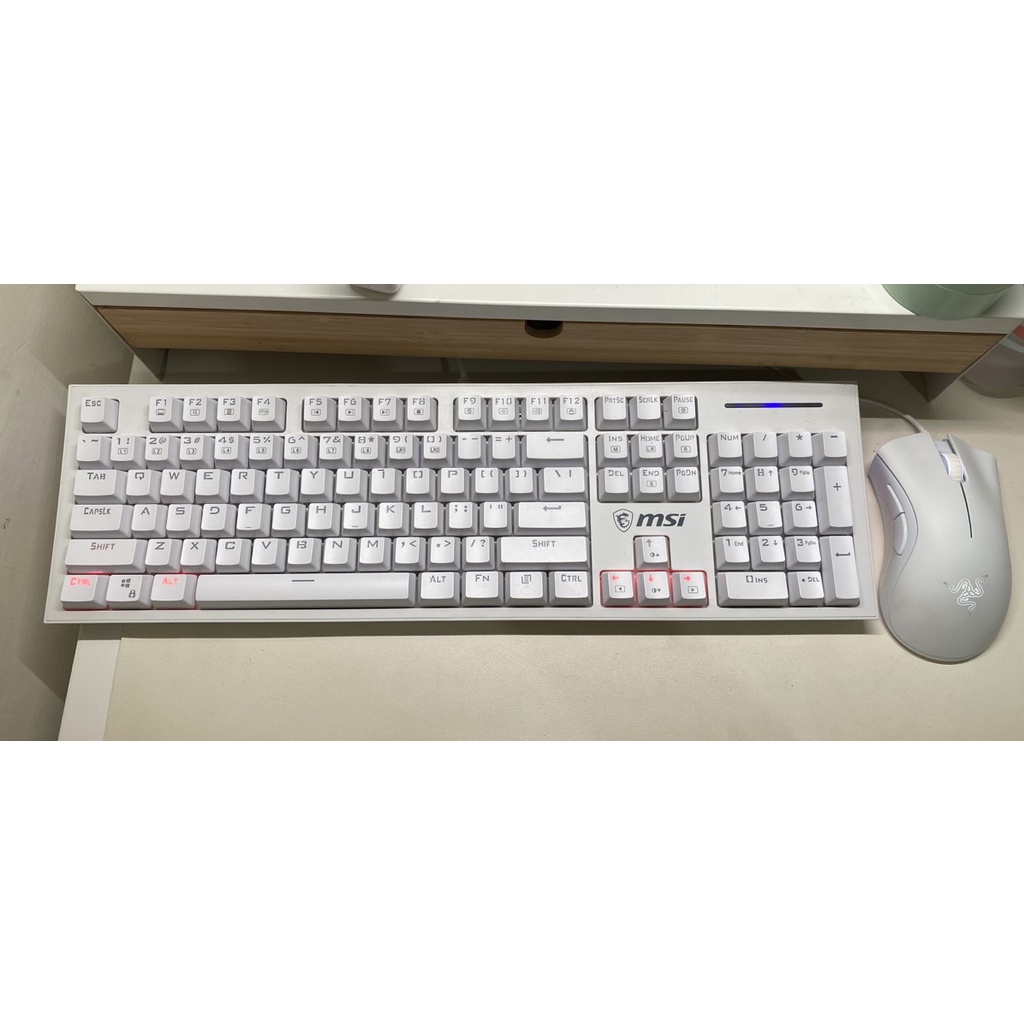 MSI 微星鍵盤GK50Z 白色茶軸+RAZER雷蛇 滑鼠