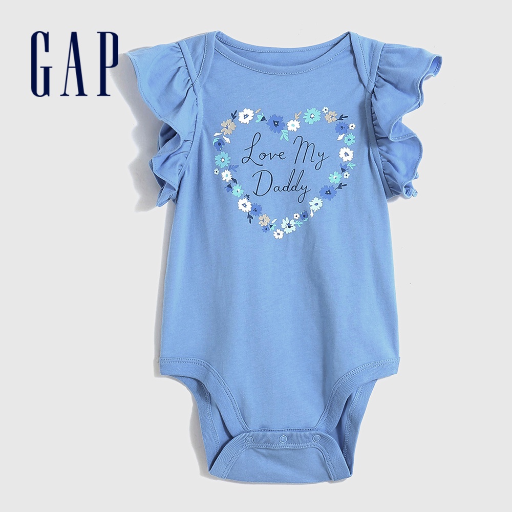 Gap 嬰兒裝 印花短袖包屁衣 布萊納系列-天藍色(600688)