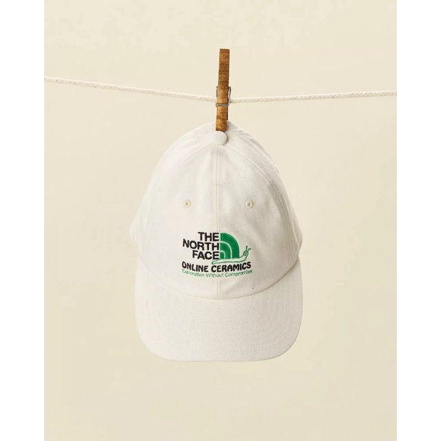 The North Face X Online Ceramics聯名系列 蝸牛刺繡老帽 棒球帽 燕麥 白色 復古 環保