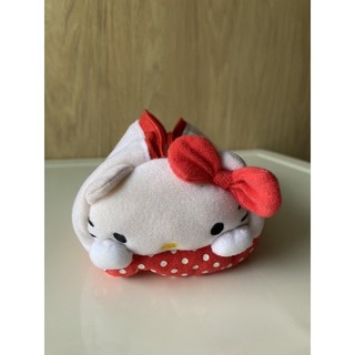 日本Sanrio hello kitty 趴姿kitty紅白配色筆袋