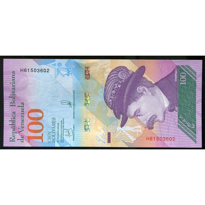 VENEZUELA (委內瑞拉紙幣), P106  動物，100-BOL ， 2018 , 品相全新UNC