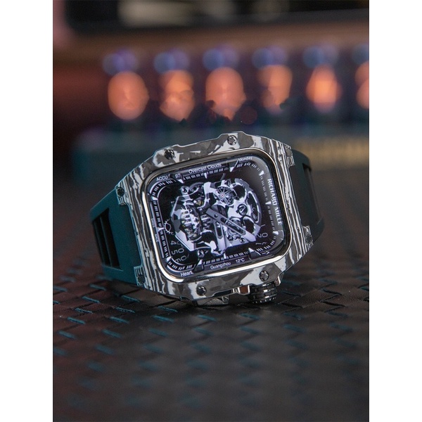 【HDK_studio】Apple watch撞色碳纖維改裝錶殼/碳纖維RM款/適用於 SE/4/5/6/7/8/SE2