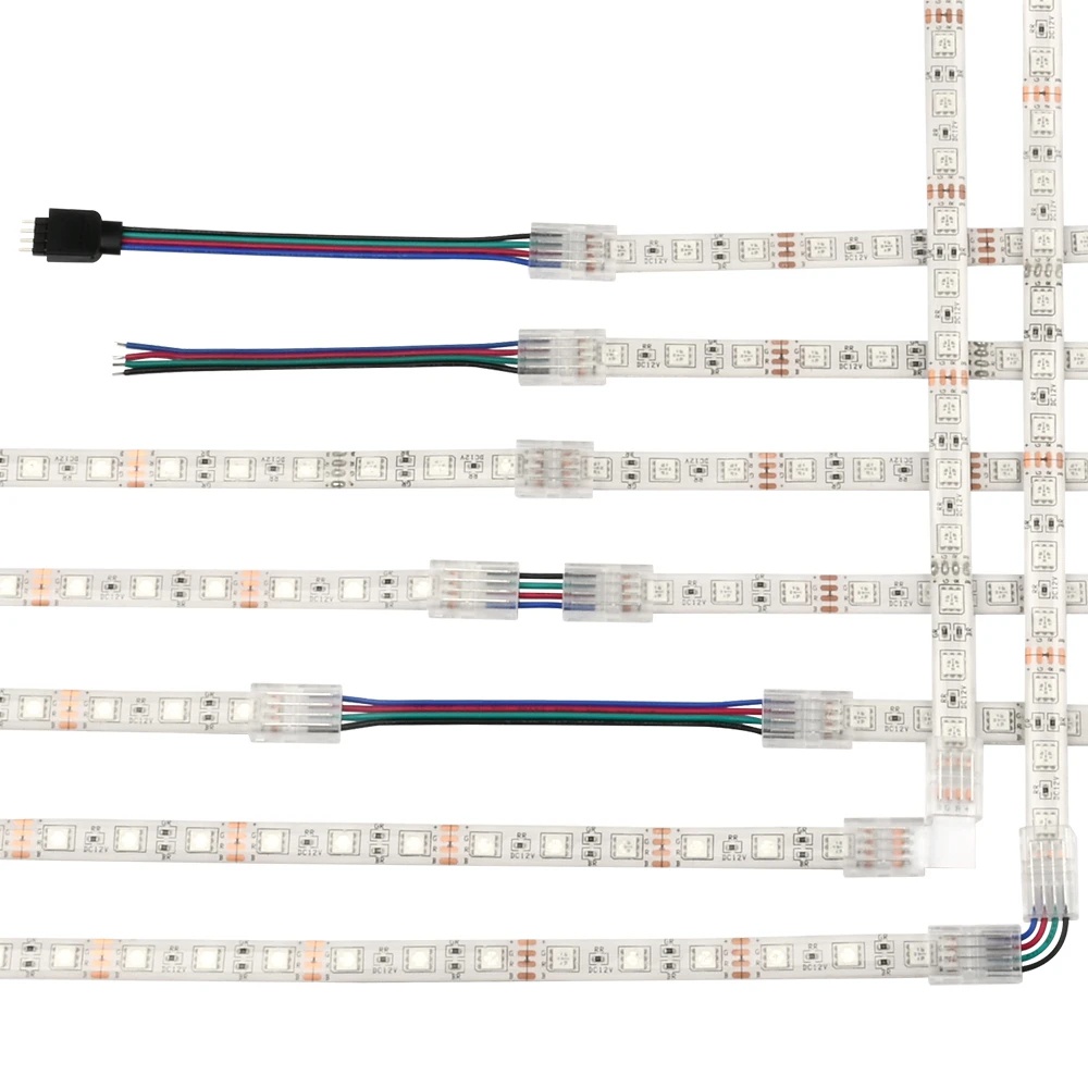 5 件 RGB LED 燈條連接器,用於 10 毫米 4 針 IP20 IP65 5050 2835 SMD RGB 膠
