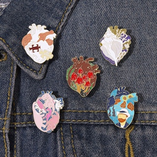 創意合金心形系列胸針恐龍蘑菇風景翻領別針背包徽章送朋友服裝配飾飾品