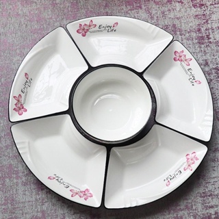拼盤餐具 團圓拼盤 碗盤組合 拼盤組合餐具 創意盤子家用網紅陶瓷餐具套裝菜盤子組合扇形盤子