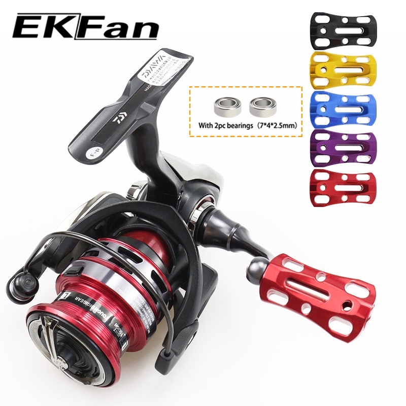 Ekfan 適用於 Shimano Daiwa 水滴輪金屬旋鈕手柄不銹鋼釣魚線 DIY 卷線器贈送 2 個軸承