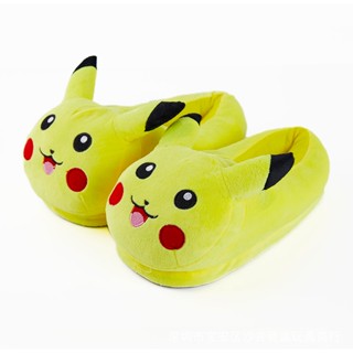 Kawaii 1Pair 口袋妖怪卡通皮卡丘毛絨拖鞋室內家居保暖冬季鞋動漫兒童