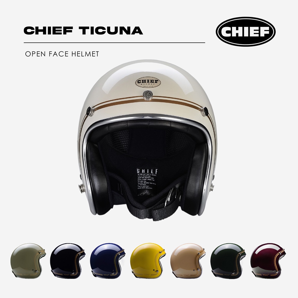 『EN安全帽』免運  Chief Ticuna ll 復古 安全帽 金線 8色 3/4安全帽 復古安全帽 多種顏色