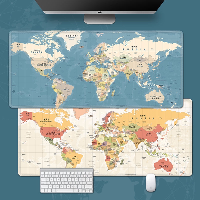 辦公桌墊☀世界地圖滑鼠墊超大加厚辦公遊戲競技學習桌墊電腦書桌鍵盤墊訂製