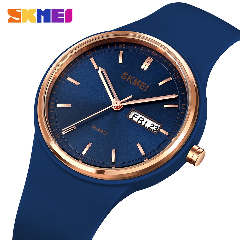 女士手錶 SKMEI 2023 矽膠錶帶學生運動手錶超薄簡約風格石英手錶禮物