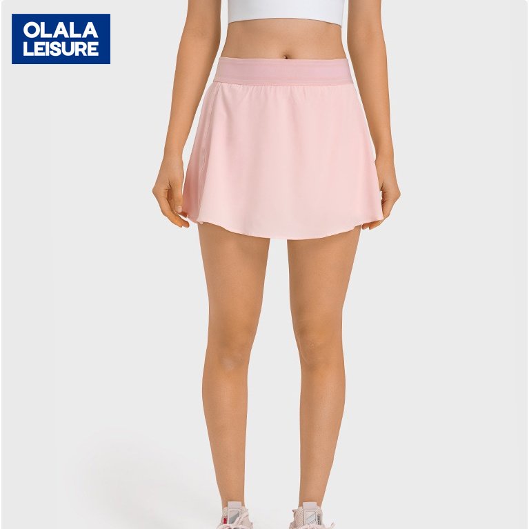 OLALA新品速乾透氣雙層防走光運動褲裙 吸溼排汗水冷降溫網球裙