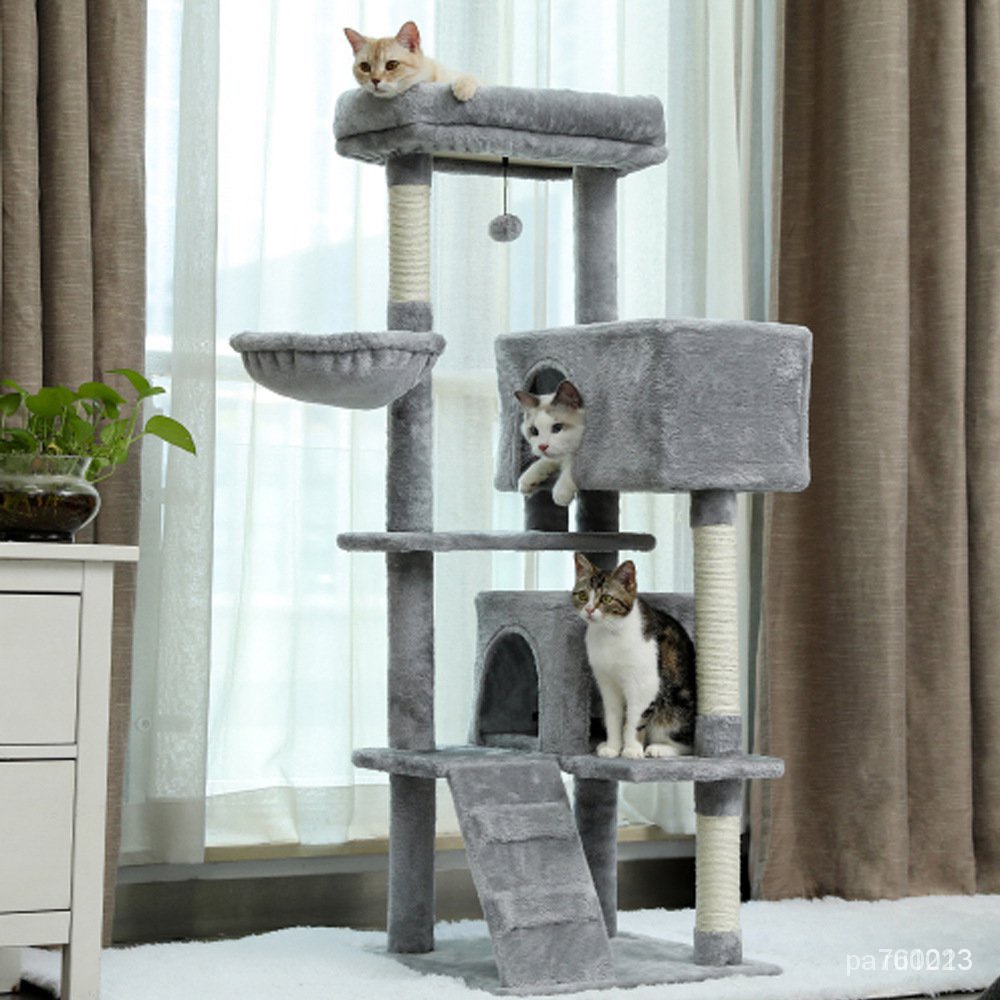 【寵物玩具 貓爬架】多層貓爬架豪華型實木貓架貓窩貓樹一體小別墅貓玩具 TJWE W6FG