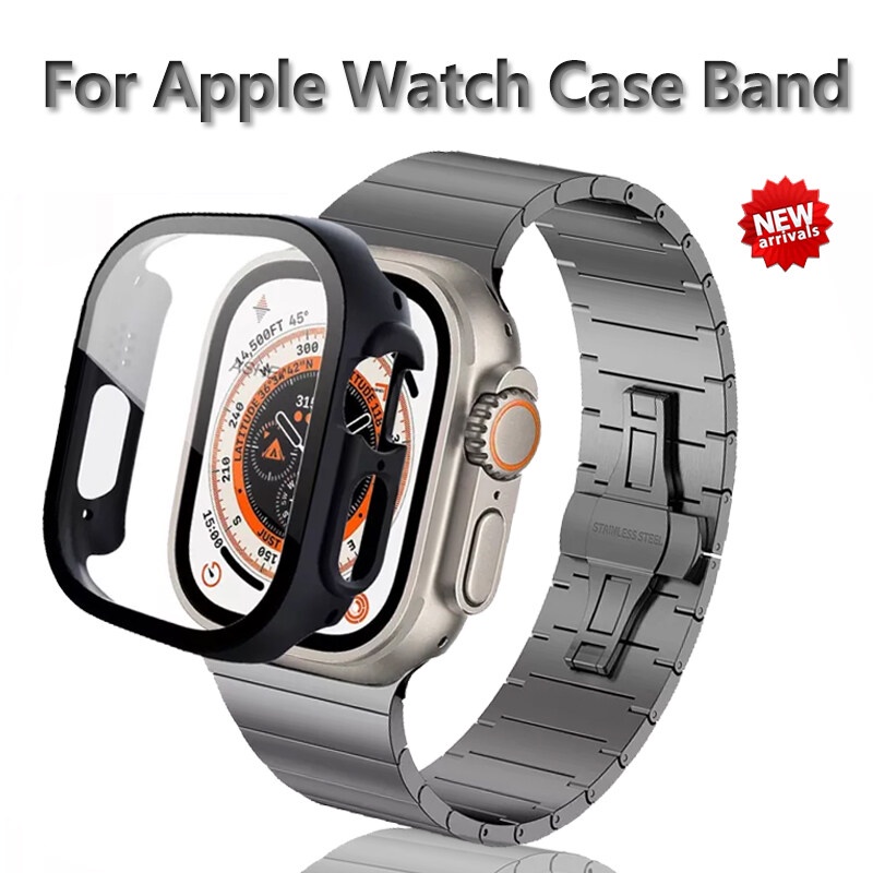 不銹鋼錶帶錶殼錶帶兼容 Apple Watch Ultra 49 毫米 45 毫米 41 毫米 44 毫米 40 毫米
