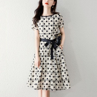 【F-store】2023夏季新款時尚韓版收腰顯瘦休閒百搭高檔氣質雪紡洋裝女
