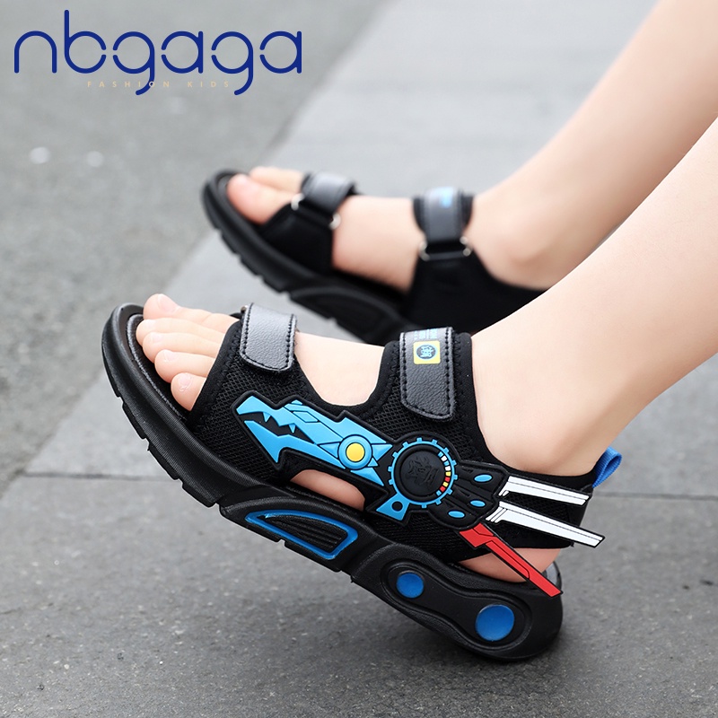 【NBGAGA】男童涼鞋新款夏季中大童時尚小童鞋真皮軟底寶寶兒童沙灘鞋機做寶可夢