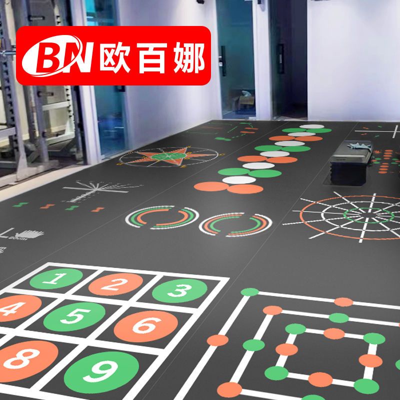 健身房定制地膠360私教圖案地墊健身工作室功能性運動地板
