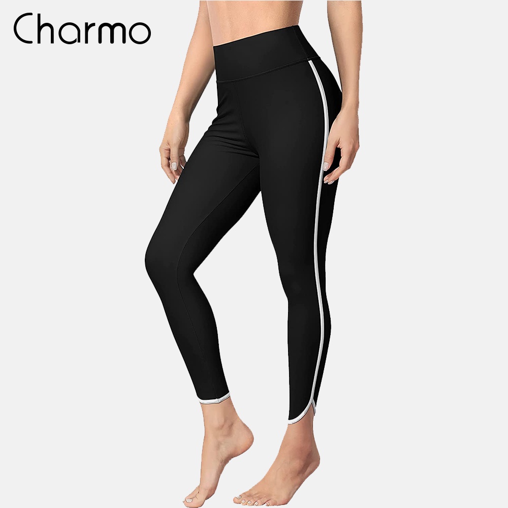 Charmo 女士泳褲 UPF 50+ 高腰側開叉速乾柔軟尖頭褲襠泳褲
