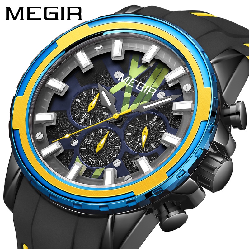 【現貨】 MEGIR （ 2133 )  時尚 商務 休閒 多功能 計時 防水 男士手錶 2023年最新款〔免費禮盒〕