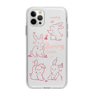 可愛線條兔子適用iphone15promax手機殼蘋果14華為12mini簡約個性11/vivo/7plus/8p透明x